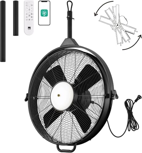 Orison 24.8'' Waterproof Outdoor Ceiling Fan, 6 Speed Ceiling Mounted Plug-In Cord Garage Fan with Remote&APP
