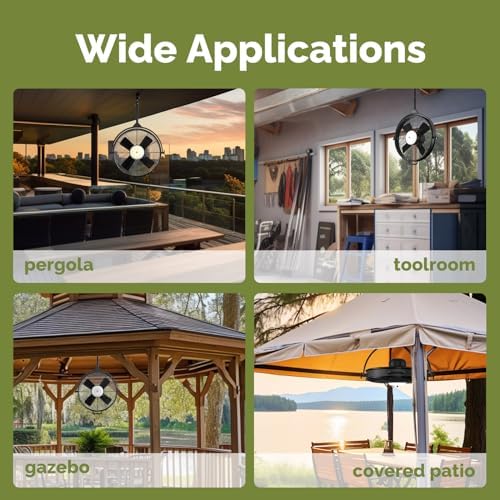 Orison 24.8'' Waterproof Outdoor Ceiling Fan, 6 Speed Ceiling Mounted Plug-In Cord Garage Fan with Remote&APP, alternate view