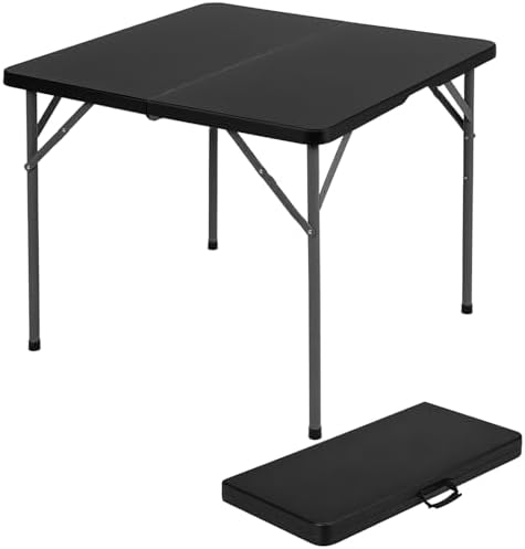 Outdoor 34" Folding Card Table Plastic Table Portable Square Height Dining Table Perfect for Picnics, Parties