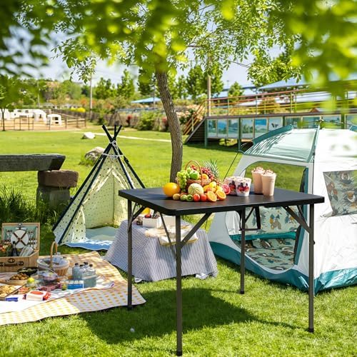Outdoor 34" Folding Card Table Plastic Table Portable Square Height Dining Table Perfect for Picnics, Parties, alternate view