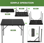 Outdoor 34" Folding Card Table Plastic Table Portable Square Height Dining Table Perfect for Picnics, Parties, alternate view