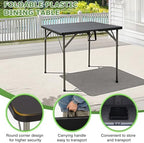 Outdoor 34" Folding Card Table Plastic Table Portable Square Height Dining Table Perfect for Picnics, Parties, alternate view