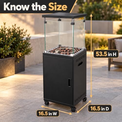 Outdoor 50,000 BTU Propane Glass Pit Patio Heater Cover Fire Lava Rocks, alternate view 4
