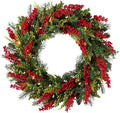 Outdoor Berry Burst Christmas Wreath - 28" Delightfully Festive Front Door Wreath with Red Pepperberries &