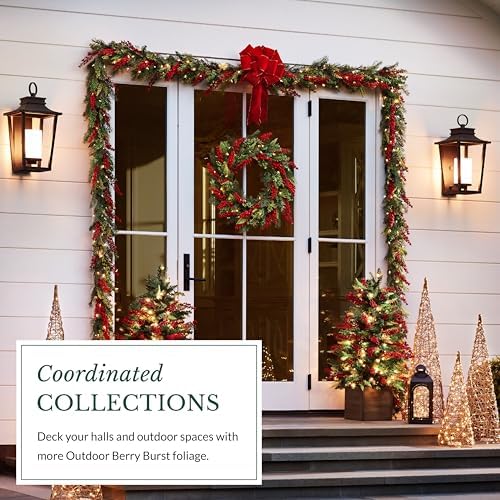 Outdoor Berry Burst Christmas Wreath - 28" Delightfully Festive Front Door Wreath with Red Pepperberries &, alternate view 6