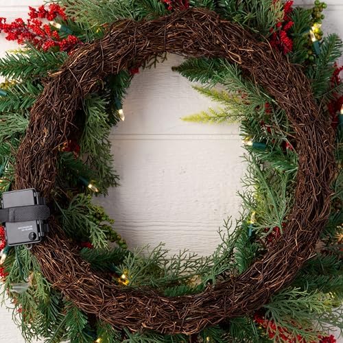 Outdoor Berry Burst Christmas Wreath - 28" Delightfully Festive Front Door Wreath with Red Pepperberries &, alternate view 7