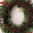 Outdoor Berry Burst Christmas Wreath - 28" Delightfully Festive Front Door Wreath with Red Pepperberries &, alternate view 7