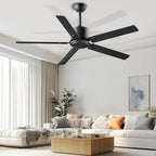 Outdoor Ceiling Fan No Light, 42 Inch Black Modern Ceiling Fan Without Light, Dual Finish 5 Blades,6 Speed, alternate view 2