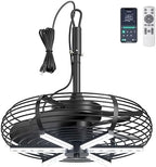 Outdoor Ceiling Fans with Lights, 20'' Hanging Fan, Plug and Play in Black