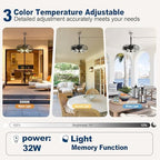 Outdoor Ceiling Fans with Lights, 20'' Hanging Fan, Plug and Play in Black, alternate view 5