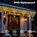 Outdoor Christmas Decorations Lights 13.8ft 200 LED Christmas Lights with 11 Stars, Dimmable Curtain Fairy Light, alternate