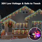 Outdoor Christmas Decorations Lights 13.8ft 200 LED Christmas Lights with 11 Stars, Dimmable Curtain Fairy Light, alternate
