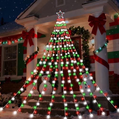 Outdoor Christmas Decorations Star Lights, 320 LED Hanging Twinkle Fairy String Lights Outside Tree Decoration