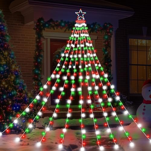 Outdoor Christmas Decorations Star Lights, 320 LED Hanging Twinkle Fairy String Lights Outside Tree Decoration, alternate