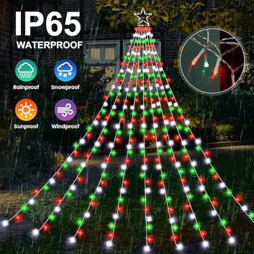 Outdoor Christmas Decorations Star Lights, 320 LED Hanging Twinkle Fairy String Lights Outside Tree Decoration, alternate