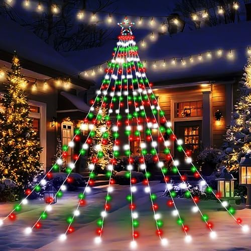 Outdoor Christmas Decorations Star Lights, 320 LED Hanging Twinkle Fairy String Lights Outside Tree Decoration, alternate