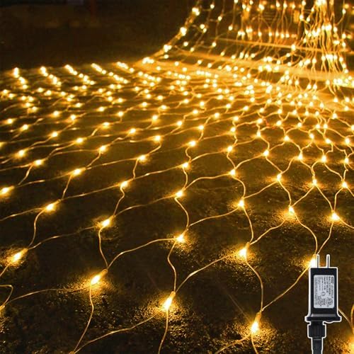 Outdoor Christmas Net Lights, 12FT x 5FT 360 LED Fairy String Light with 8 Lighting Modes, Connectable Light for