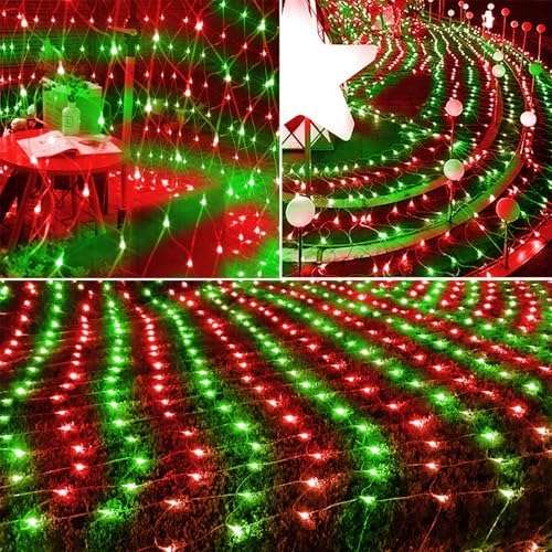 Outdoor Christmas Net Lights, 12FT x 5FT 360 LED Mesh String Light with 8 Lighting Mode, Connectable Waterproof, alternate