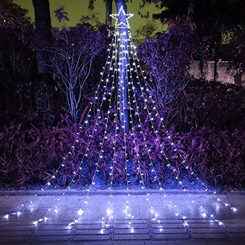 Outdoor Christmas Star Lights 320 LED Waterfall Christmas Tree Lights 8 Lighting Modes Outdoor Christmas