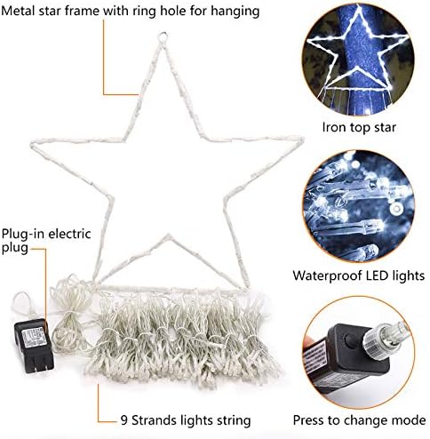 Outdoor Christmas Star Lights 320 LED Waterfall Christmas Tree Lights 8 Lighting Modes Outdoor Christmas, alternate view 5