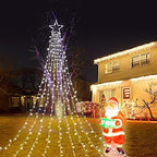Outdoor Christmas Star Lights 320 LED Waterfall Christmas Tree Lights 8 Lighting Modes Outdoor Christmas, alternate view 7