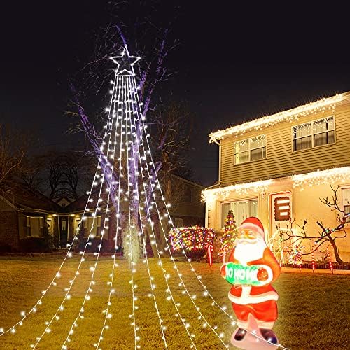 Outdoor Christmas Star Lights 320 LED Waterfall Christmas Tree Lights 8 Lighting Modes Outdoor Christmas, alternate view 7