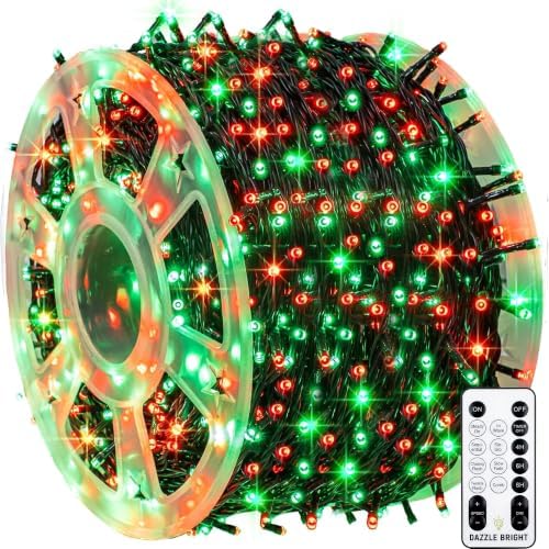 Outdoor Christmas String Lights, 1000 LED 328 FT Plug in Fairy Light with Remote Control 8 Modes & Timer