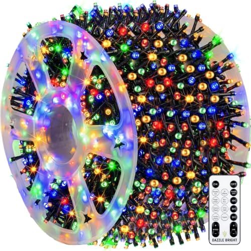 Outdoor Christmas String Lights, 1000 LED 328 FT Plug in Fairy Light with Remote Control 8 Modes & Timer