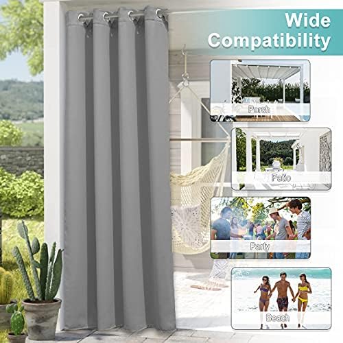 Outdoor Curtain for Patio Waterproof 108" Length Public Divider, Rust-Proof Grommet Blackout Thermal Insulated, alternate