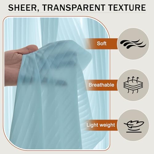Outdoor Curtains for Patio Blue Sheer Curtains 120 Inches Long 2 Panels Set with Zipper Top & Bottom Grommet, alternate view