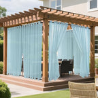 Outdoor Curtains for Patio Blue Sheer Curtains 84 Inches Long 2 Panels Set with Zipper Top & Bottom Grommet