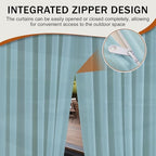 Outdoor Curtains for Patio Blue Sheer Curtains 84 Inches Long 2 Panels Set with Zipper Top & Bottom Grommet, alternate view 2