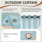 Outdoor Curtains for Patio Blue Sheer Curtains 84 Inches Long 2 Panels Set with Zipper Top & Bottom Grommet, alternate view 3