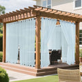Outdoor Curtains for Patio Blue Sheer Curtains 95 Inches Long 2 Panels Set with Zipper Top & Bottom Grommet