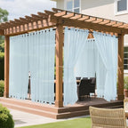 Outdoor Curtains for Patio Blue Sheer Curtains 95 Inches Long 2 Panels Set with Zipper Top & Bottom Grommet