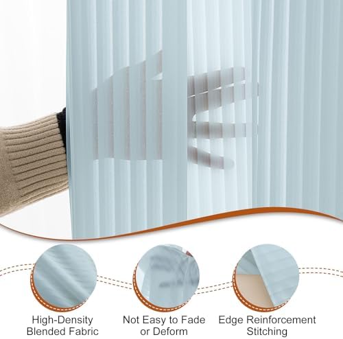 Outdoor Curtains for Patio Blue Sheer Curtains 95 Inches Long 2 Panels Set with Zipper Top & Bottom Grommet, alternate view 4