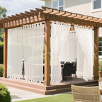 Outdoor Curtains for Patio Cream Sheer Curtains 108 Inches Long 2 Panels Set with Zipper Top & Bottom Grommet