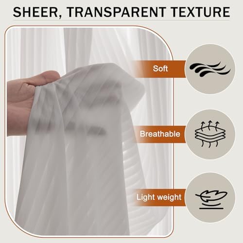 Outdoor Curtains for Patio Grey Sheer Curtains 95 Inches Long 2 Panels Set with Zipper Top & Bottom Grommet, alternate view 2