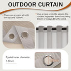 Outdoor Curtains for Patio Grey Sheer Curtains 95 Inches Long 2 Panels Set with Zipper Top & Bottom Grommet, alternate view 3
