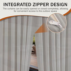 Outdoor Curtains for Patio Grey Sheer Curtains 95 Inches Long 2 Panels Set with Zipper Top & Bottom Grommet, alternate view 5