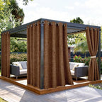 Outdoor Curtains for Patio Waterproof, 1 Panel Non-See-Through Linen Curtains with Grommet Top Indoor Outdoor
