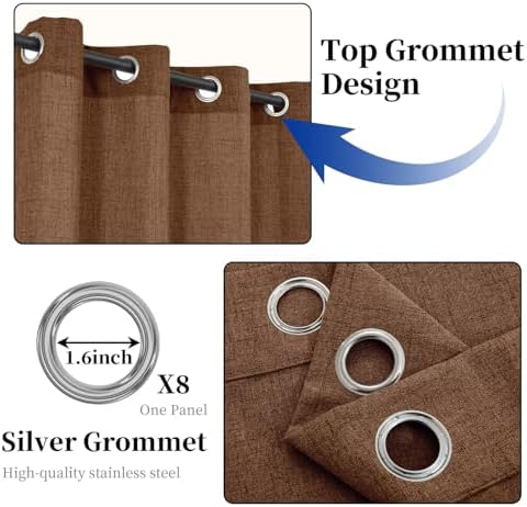 Outdoor Curtains for Patio Waterproof, 1 Panel Non-See-Through Linen Curtains with Grommet Top Indoor Outdoor, alternate view