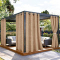 Outdoor Curtains for Patio Waterproof, 1 Panel Non-See-Through Linen Curtains with Grommet Top Indoor Outdoor