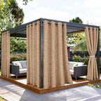 Outdoor Curtains for Patio Waterproof, 1 Panel Non-See-Through Linen Curtains with Grommet Top Indoor Outdoor
