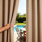 Outdoor Curtains for Patio Waterproof, 1 Panel Non-See-Through Linen Curtains with Grommet Top Indoor Outdoor, alternate view