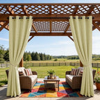 Outdoor Curtains for Patio Waterproof, 1 Panel Non-See-Through Linen Curtains with Grommet Top Indoor Outdoor, alternate view