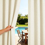 Outdoor Curtains for Patio Waterproof, 1 Panel Non-See-Through Linen Curtains with Grommet Top Indoor Outdoor, alternate view