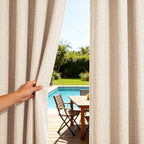 Outdoor Curtains for Patio Waterproof, 1 Panel Non-See-Through Linen Curtains with Grommet Top Indoor Outdoor, alternate view