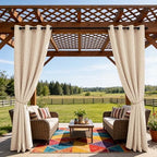 Outdoor Curtains for Patio Waterproof, 1 Panel Non-See-Through Linen Curtains with Grommet Top Indoor Outdoor, alternate view