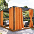 Outdoor Curtains for Patio Waterproof, 2 Panels Non-See-Through Linen Curtains with Grommet Top Indoor Outdoor